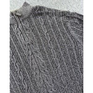 Tasso‎ Elba Sweater Mens Large Gray Quarter Zip Pullover Mock Neck Chunky Knit